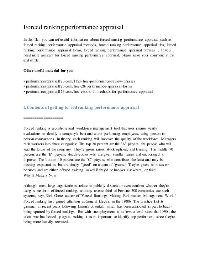 forced ranking in the workforce essay forced ranking in the workforce essay