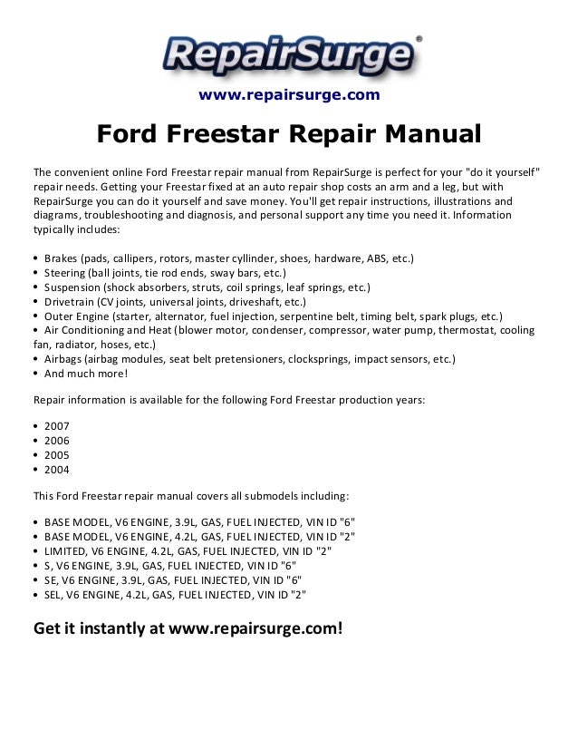 2004 Ford freestar manual online #9