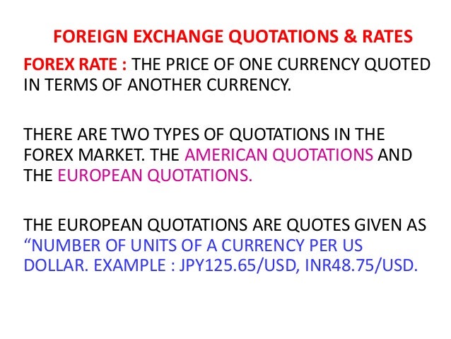 Types of rates in forex market