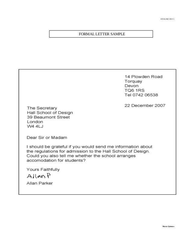 a formel letter
