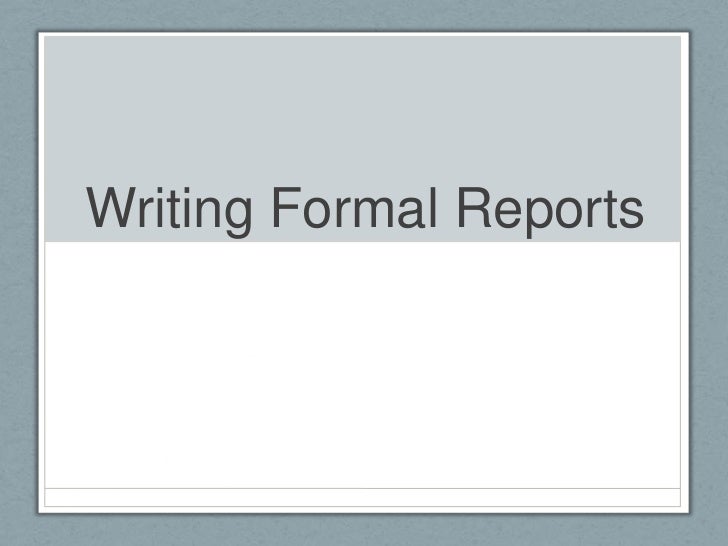 How to write and format a report