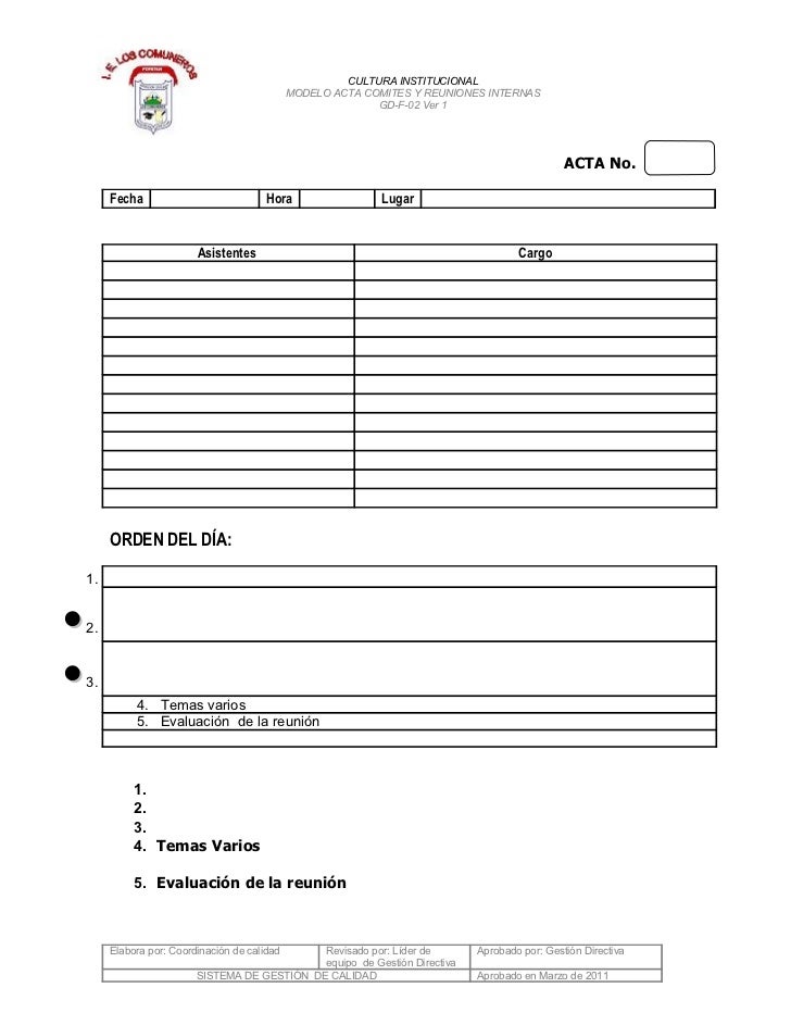 formato de acta de reuni 243 n formato acta de reunion excel