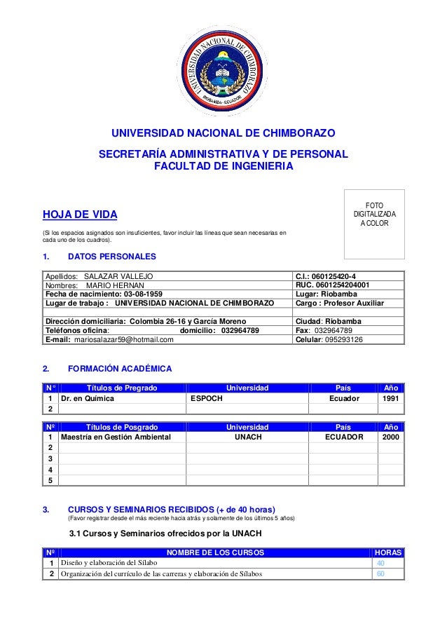FORMATO HOJA DE VIDA EMPRESA formato hoja de vida empresa: