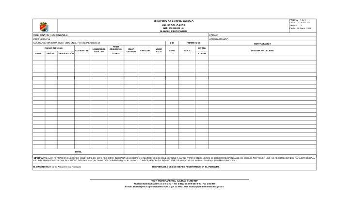 formato de informe de inventario