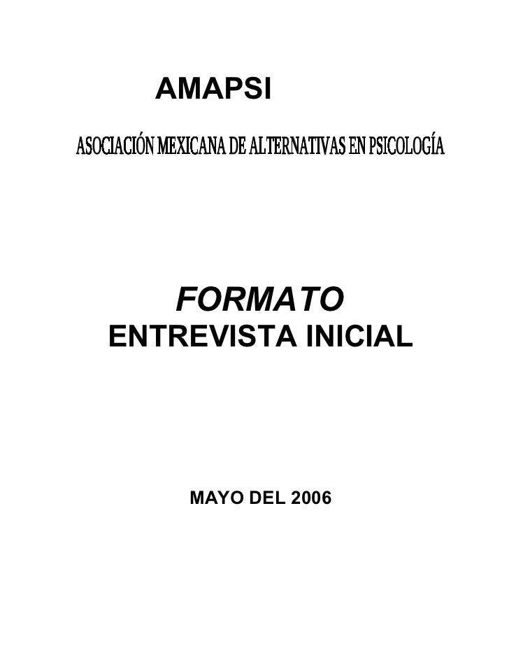 ENTREVISTA INICIAL MODELO entrevista inicial modelo: