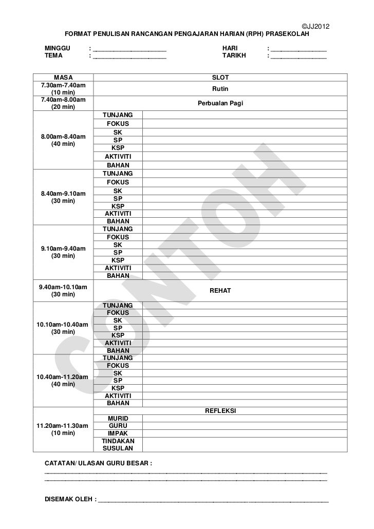 Slot rph prasekolah