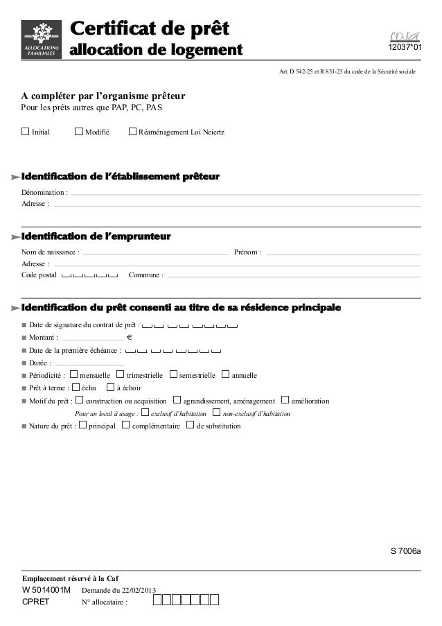 Document De Demande De Pret A La Caf Document De Demande De Pret A La Caf