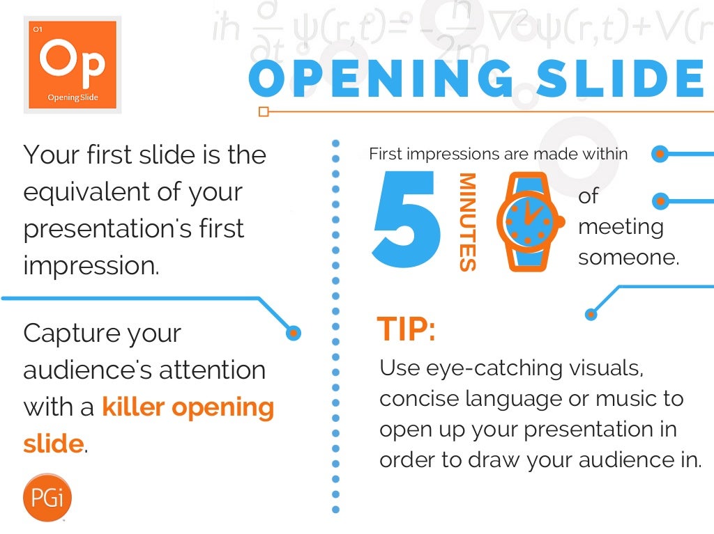 First slide of presentation is called image