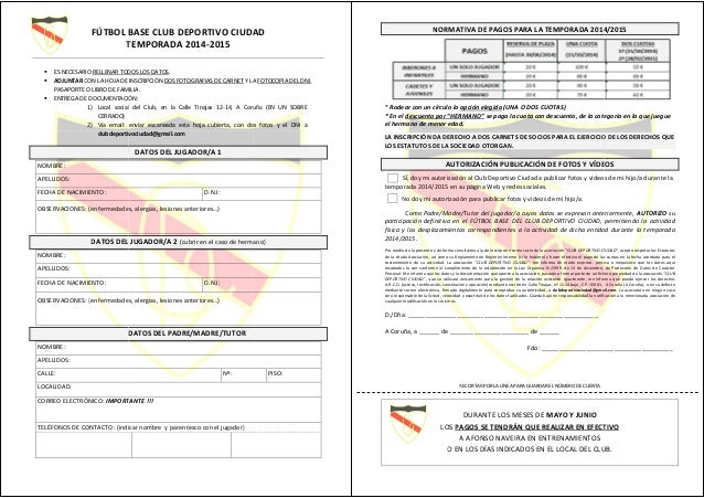 FORMULARIO INSCRIPCION JUGADOR formulario inscripcion jugador:
