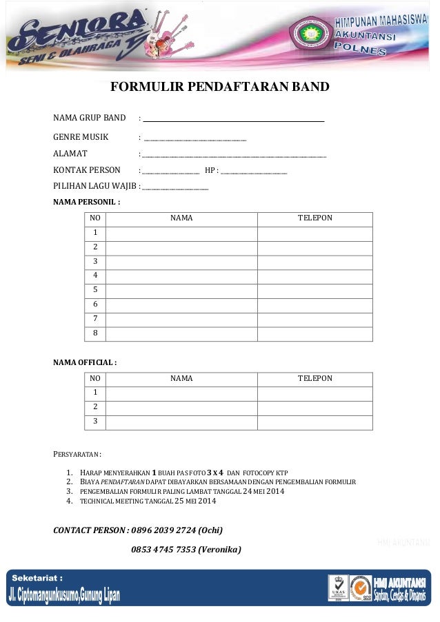 Formullir pendaftaran band
