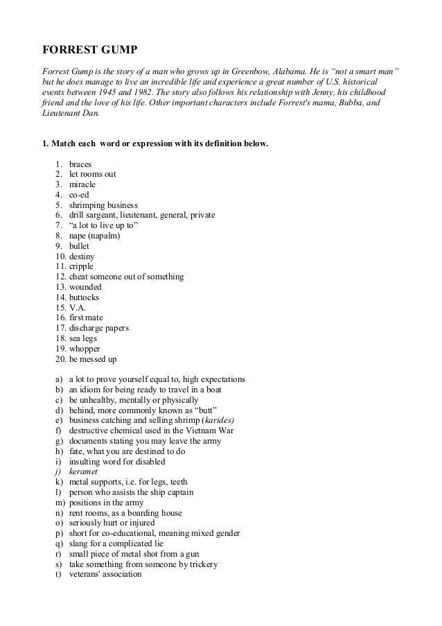 Printables Forrest Gump Worksheet forrest gump worksheet imperialdesignstudio gump