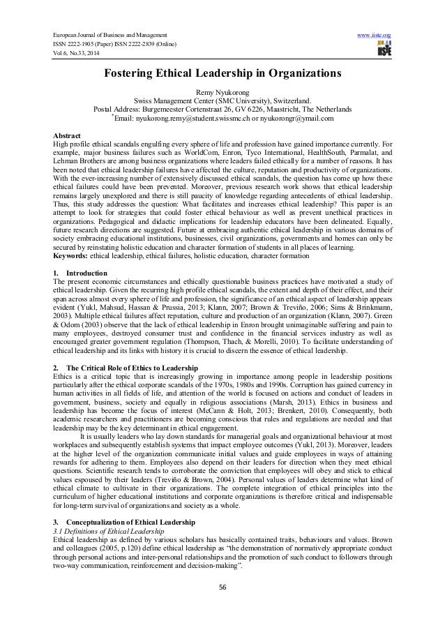 Ethical leadership essay