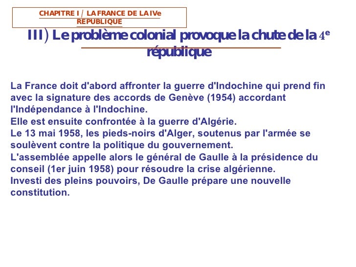 pourquoi la iv république prend-elle fin