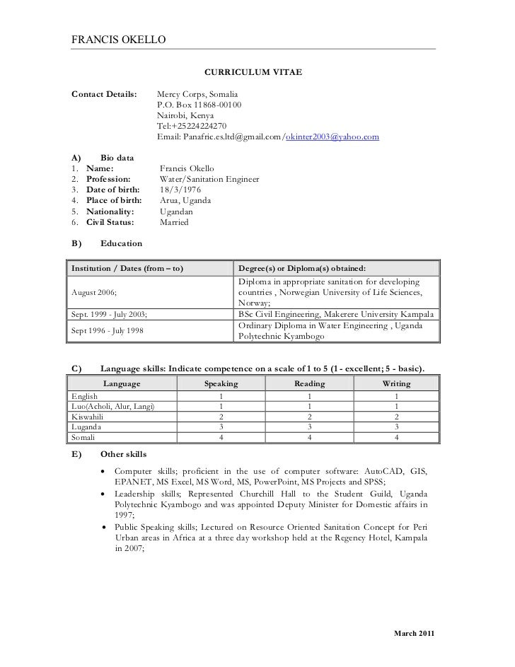 FRANCIS OKELLO CURRICULUM VITAEContact ... Resume For Bbm Students Resume For Bbm Students FRANCIS OKELLO CURRICULUM VITAEContact ...