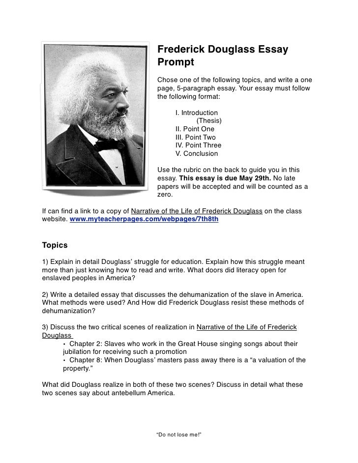 Narrative of the life of frederick douglass by frederick douglass. essay