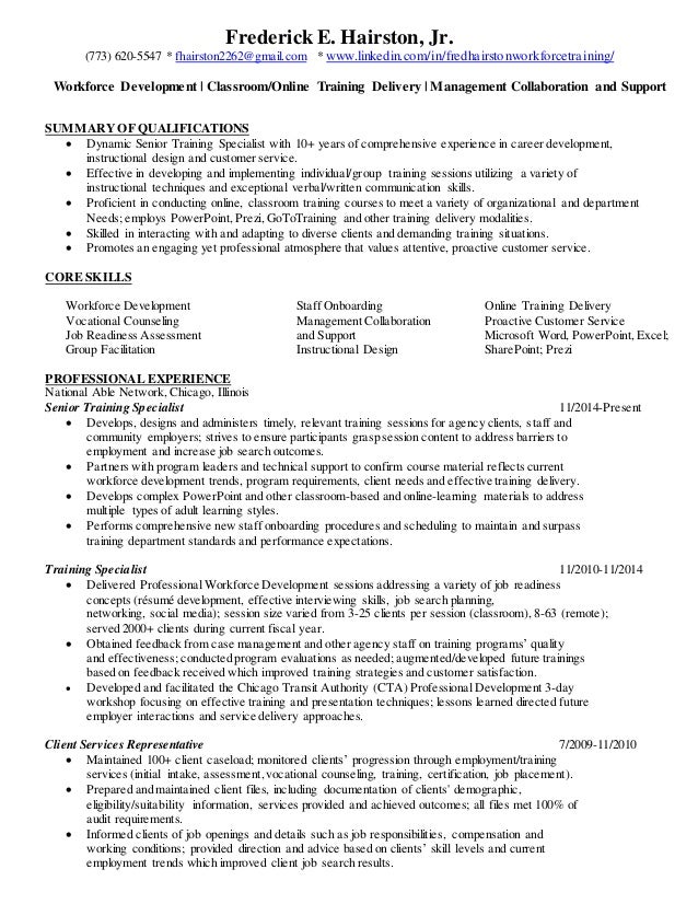 frederick e hairston jr senior training specialist training specialist resumes