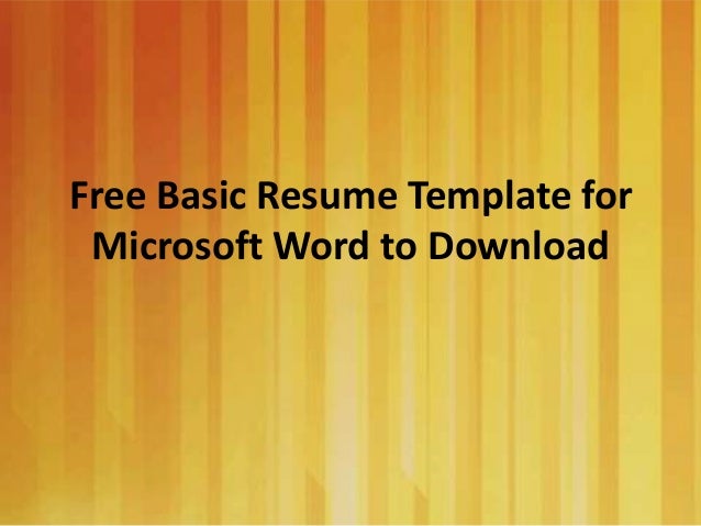 Microsoft word basic resume