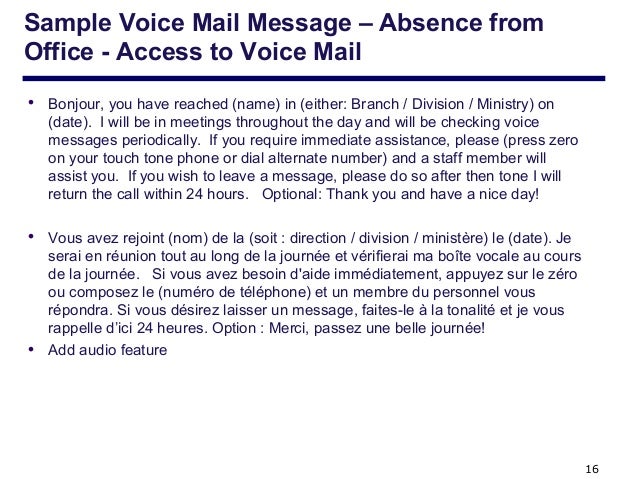 voice mail message templates