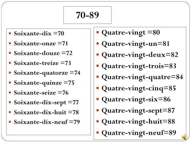 French les nombres de 0 1000