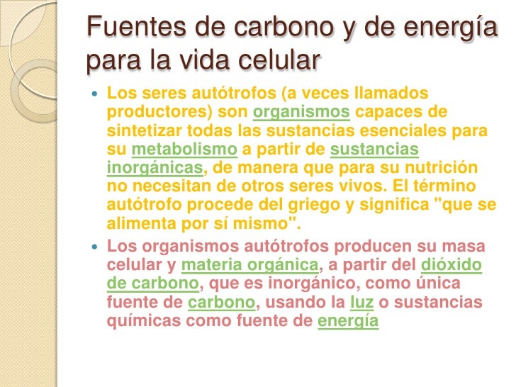 Fuentes de carbono y de energía