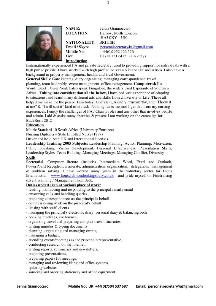 full cv with introduction april 2011 cv introduction example