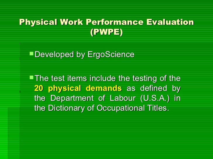 Functional Capacity Evaluation