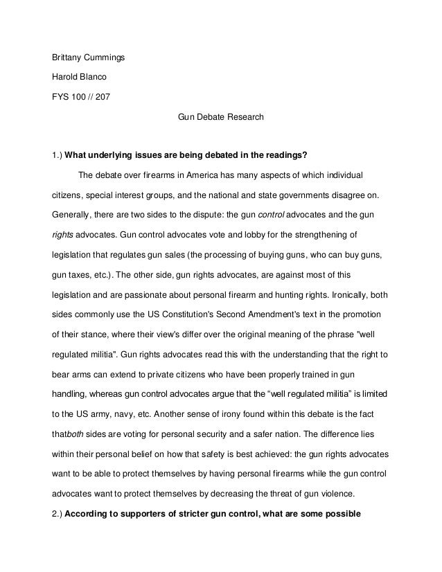 Gun control essay summary