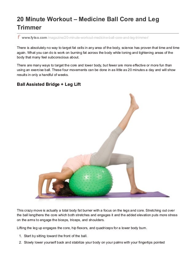 20 Minute workout Medicine ball core and leg trimmer