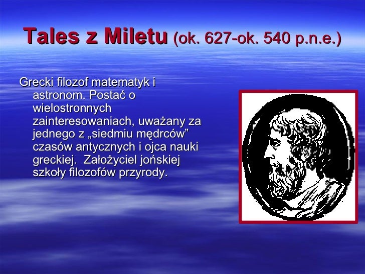 Filozof I Matematyk Z Miletu Galeria Sławnych Matematyków