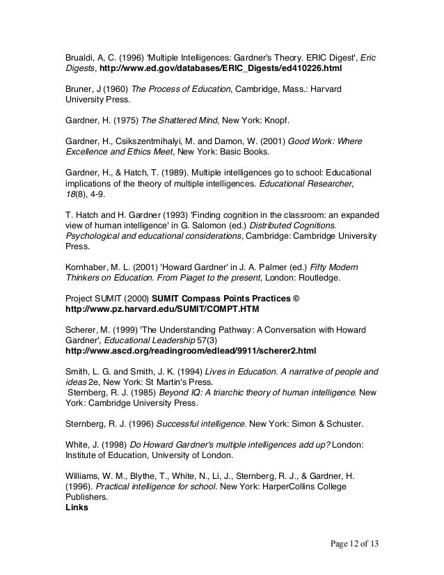 Multiple intelligences essay