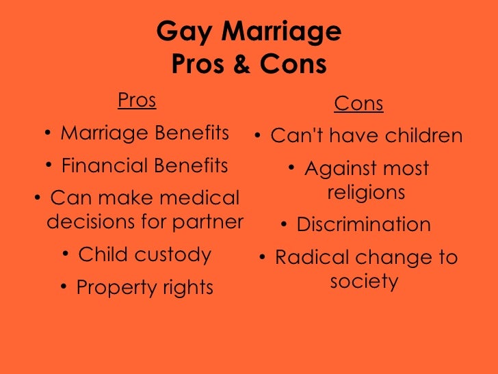 Gay Marriage Cons And Pros 114