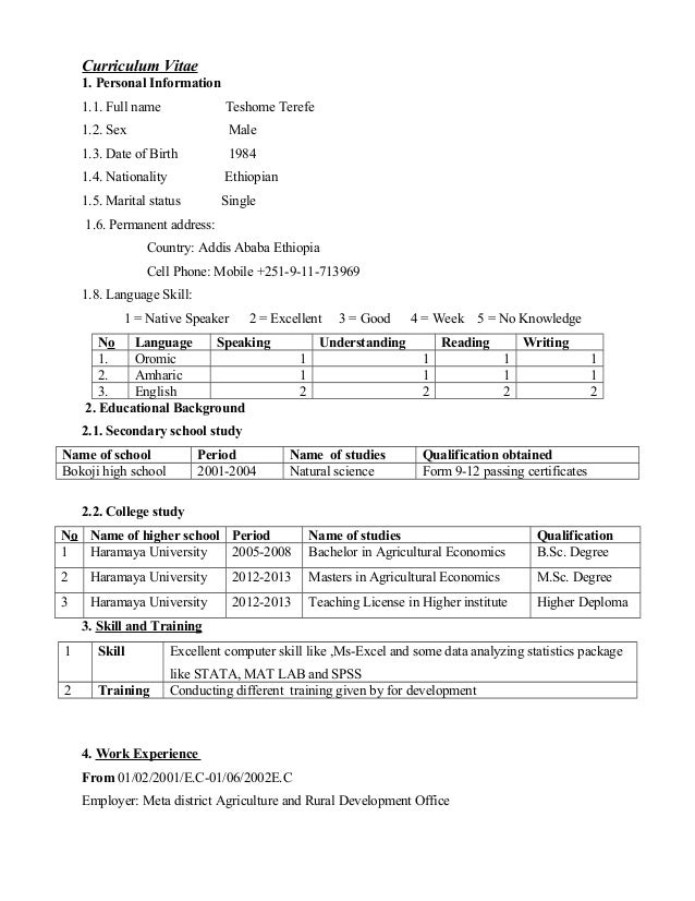 name of resume