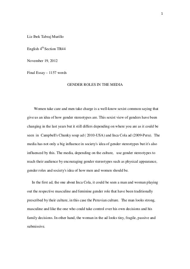 Synthesis Essay Introduction Example Sanders Compares His Genderroles Essay To Shades Of Custom Essay Papers also Frankenstein Essay Thesis Gender Roles In Advertising Essays Gender Representation In Easy Persuasive Essay Topics For High School