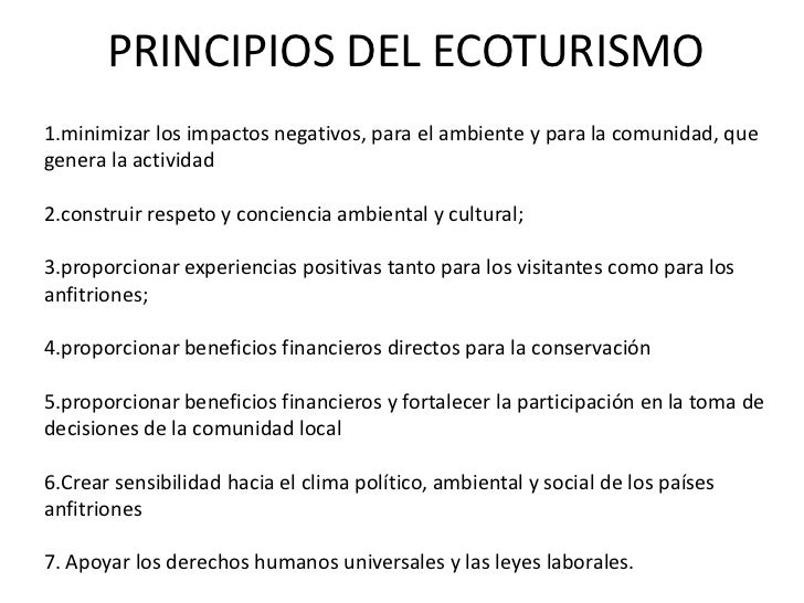 PRINCIPIOS DEL ECOTURISMO