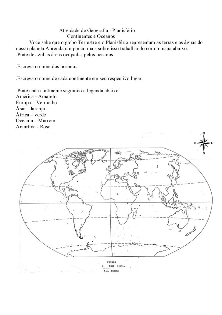 Pinte O Planisfério Abaixo De Acordo Com A Legenda