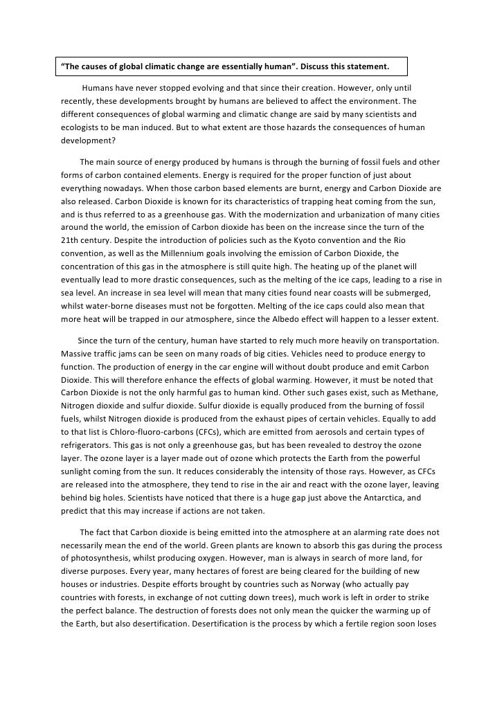 Essay about climate change and global warming