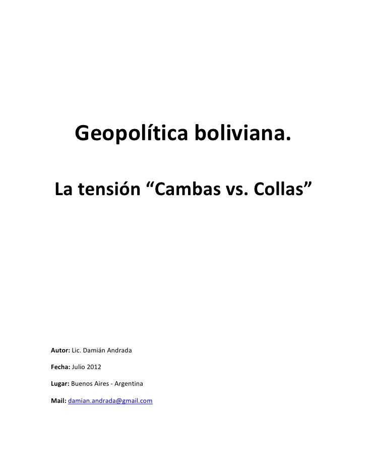 GEOPOLITICA BOLIVIANA geopolitica boliviana:
