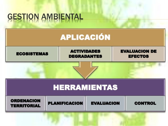 GESTION AMBIENTAL HERRAMIENTAS ORDENACION TERRITORIAL PLANIFICACION EVALUACION CONTROL APLICACIÓN ECOSISTEMAS ACTIVIDADES ...