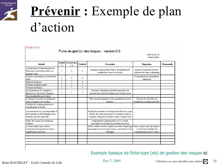 exemple de plan d action xls