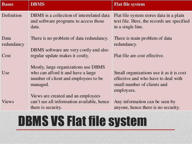 flat file system vs database management system