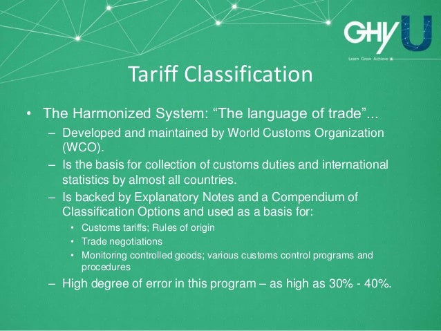 Harmonized system trade classification