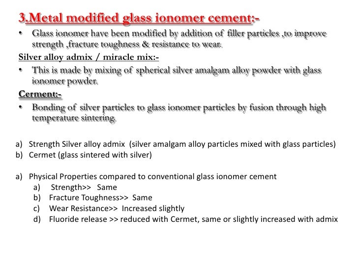 Glass Ionomer Cement (GIC) Science of Dental materials