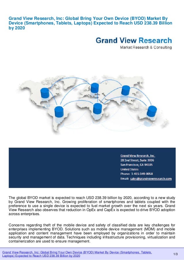 worldwide bring your own device market Published date: march 14, 2016 author: global market insights, inc (bring your own device) byod market size is estimated to be valued at usd 36695 billion by 2022. worldwide bring your own device market Published date: march 14, 2016 author: global market insights, inc (bring your own device) byod market size is estimated to be valued at usd 36695 billion by 2022.