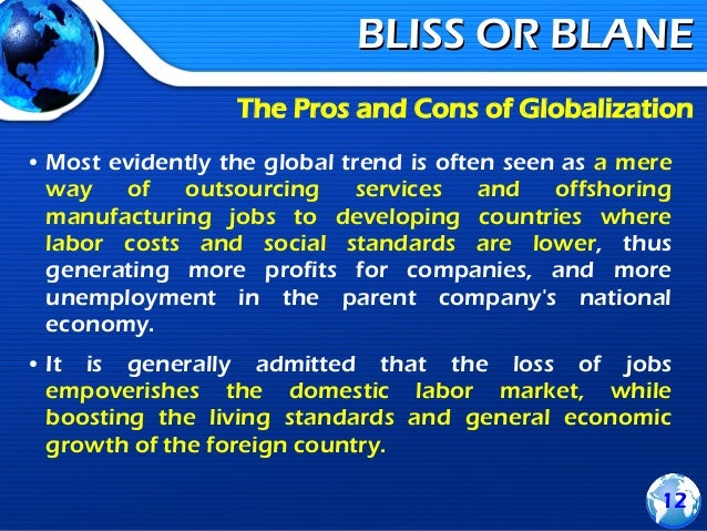 Economic globalization pros and cons essay