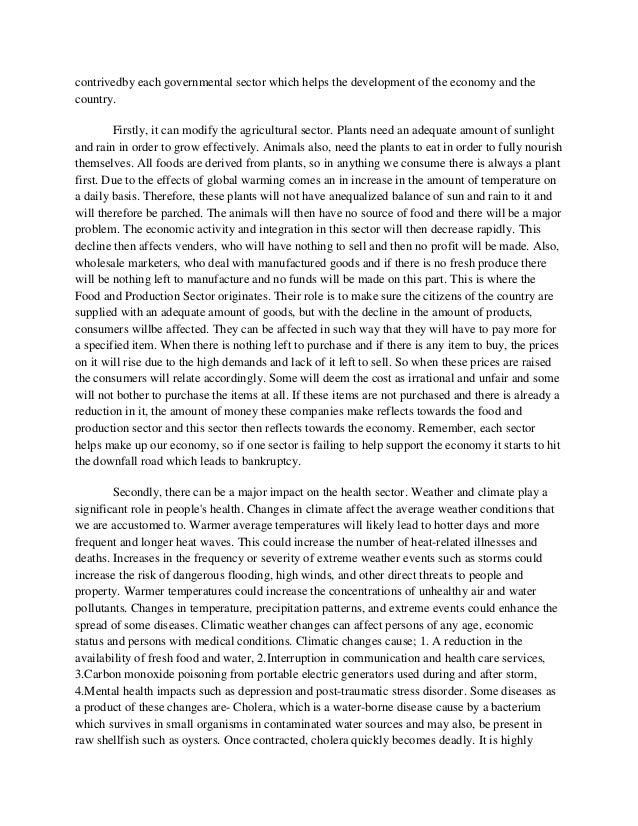 Essay on global warming and its effects on agriculture