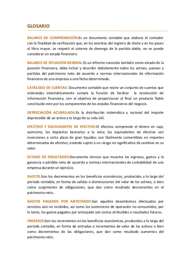 GLOSARIO CONTABLE glosario contable: