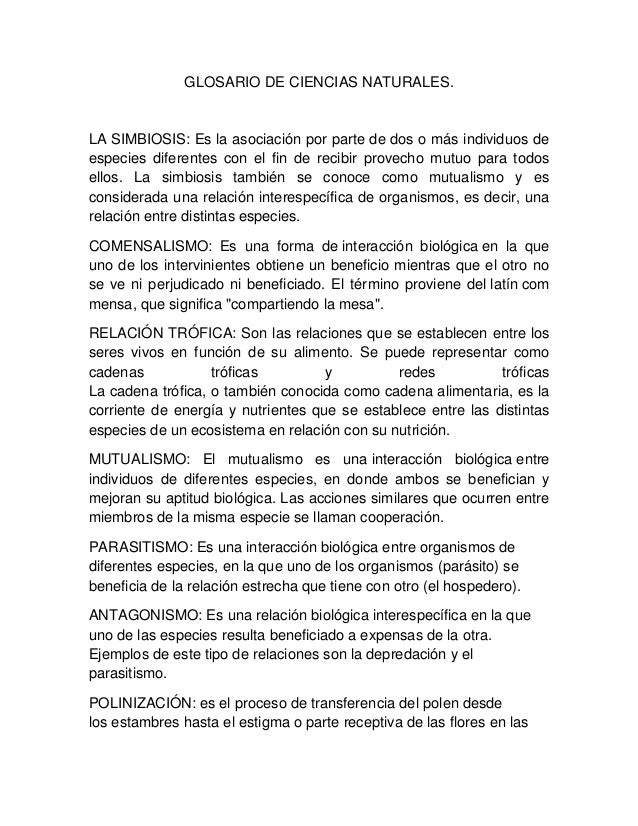 GLOSARIO DE BIOLOGIA glosario de biologia: