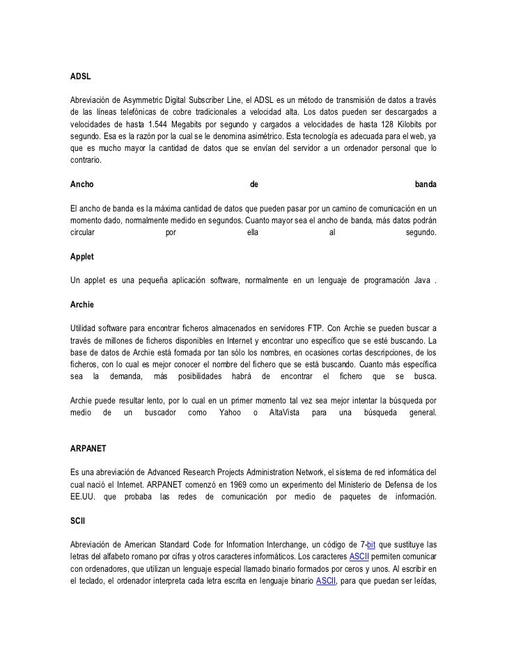 GLOSARIO DE TERMINO DE INFORMATICA glosario de termino de informatica: