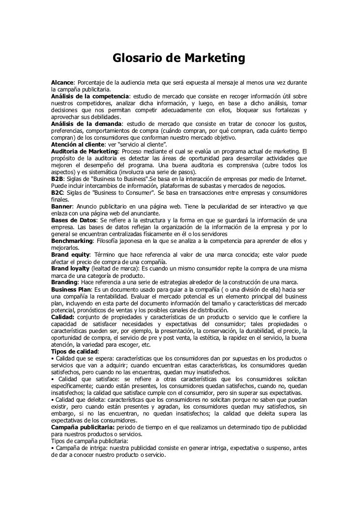 GLOSARIO DE MARKETING glosario de marketing: