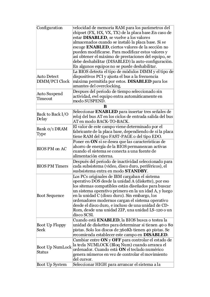 Configuration    velocidad de memoria RAM para los parámetros del                 chipset (FX, HX, VX, TX) de la placa bas...